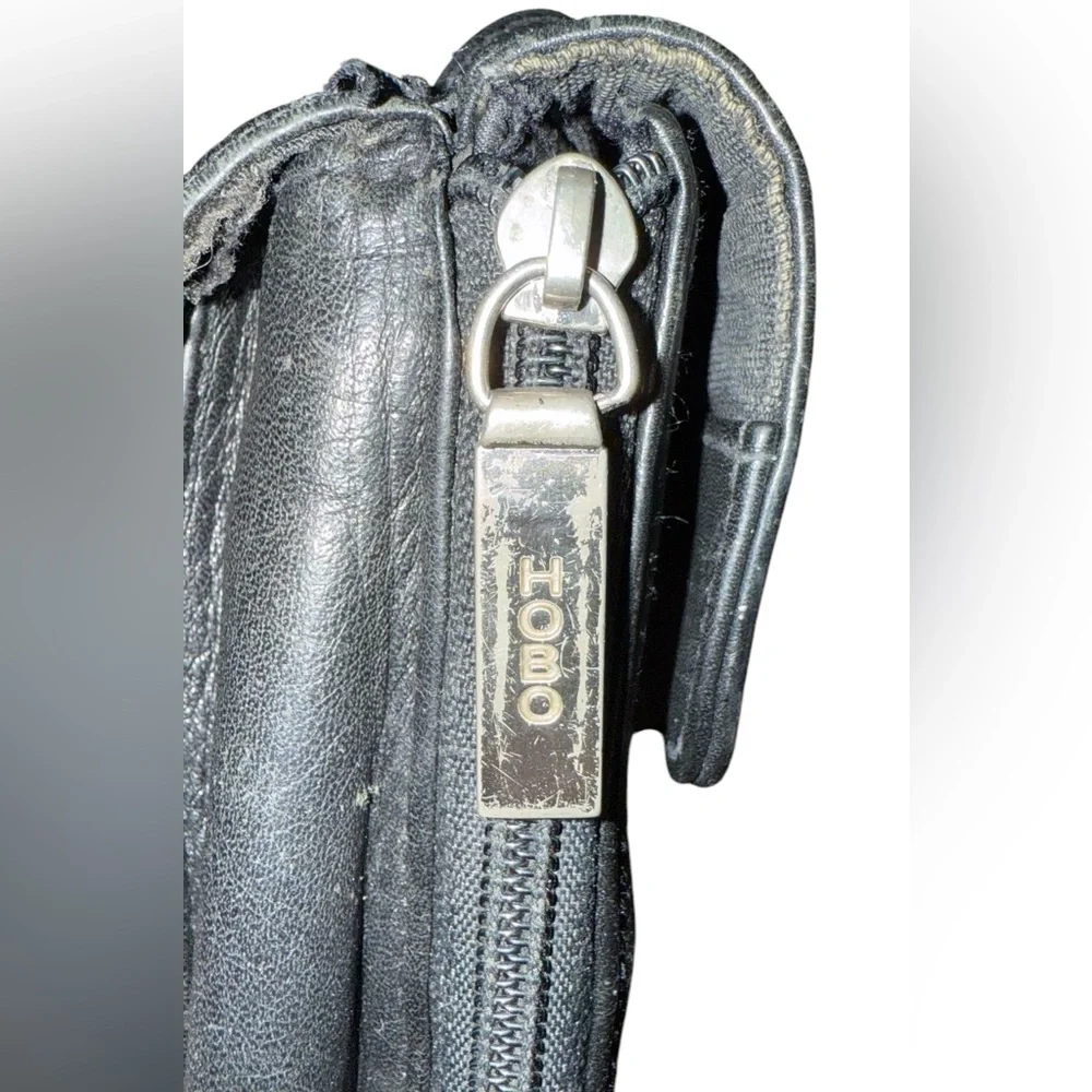 Hobo International Vintage Black Leather Small Crossbody Organizer Bag
